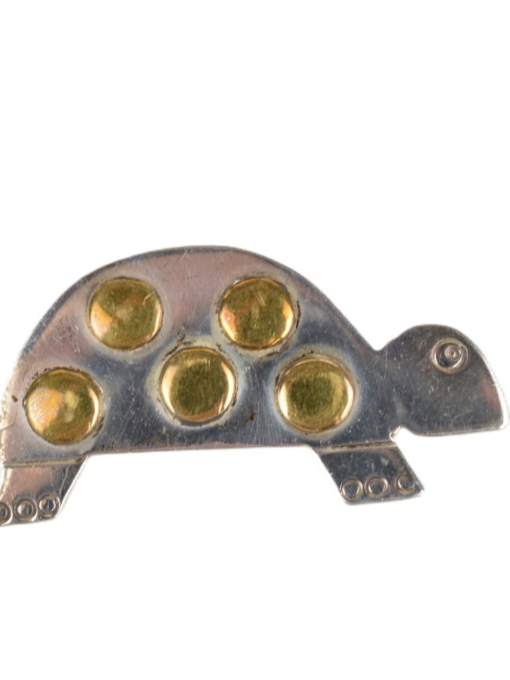 VTG David J Liska DJL Sterling Silver Turtle Brooch Mixed Metal 925 Pin 6.7g